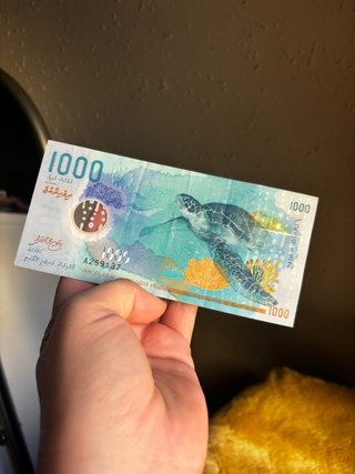 Billete de 1000 Rufiyaa de Maldivas