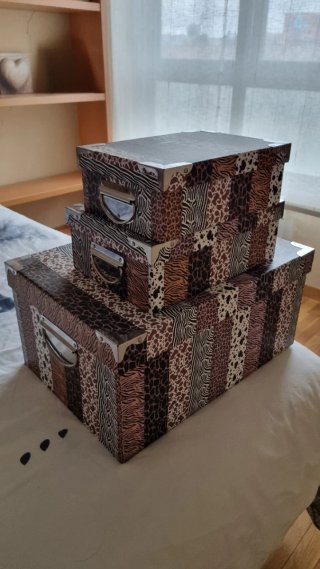 Set de 3 Cajas de Almacenaje Estampadas