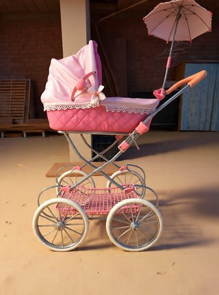 Carrito de Muñecas Rosa Estilo Clásico