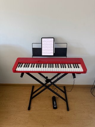 Teclado Casio CT-S1 Rojo con Soporte y Pedal