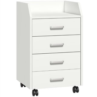 Cómoda de Oficina de Madera con 4 Cajones, Ruedas