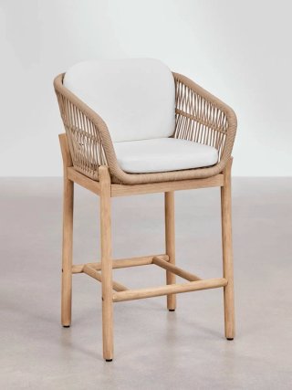 Taburete Alto de Madera y Trenzado