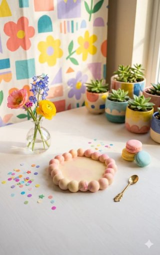 Bandeja Decorativa con Borde de Esferas