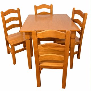 Conjunto de mesa y 4 sillas de madera