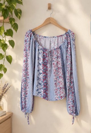Camiseta de Manga Larga con Estampado Floral