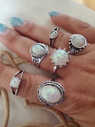 Lote 6 anillos plateados bisutería NUEVOS