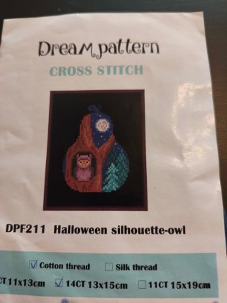 Kit de punto de cruz:"Halloween silhouette-owl"