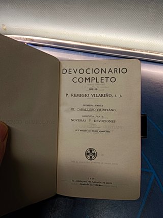 libro religioso, Devocionario Completo - P. Remigio Vilariño - 16.ª Edición de 20.000 ejemplares 1946