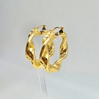 Pendientes Aros Aretes de Oro 18K, 8,10gr, 3,7cm