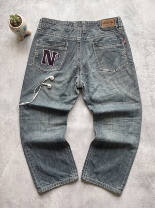Vaqueros Baggy Vintage Y2K Bordado Retro