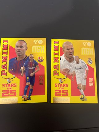 Cartas Panini Stars on 25 Iniesta y Zidane