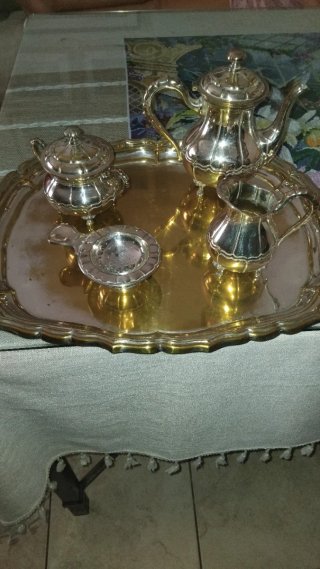 Juego de té plateado