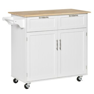 Carrito de Cocina Multiusos en Madera con 2 Cajone