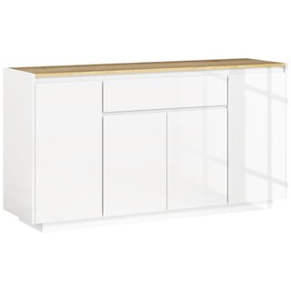 Aparador Cocina 140x40x75 Cajón 3 Armarios Blanco