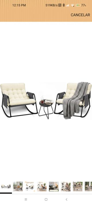 Set 2 Sillas Mecedoras de Terraza con Mesa