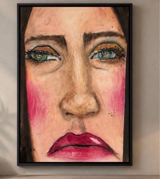 Retrato original en pastel óleo sobre papel
