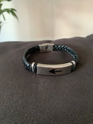 Pulsera de hombre cuero negro y acero