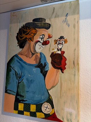 Cuadro de payaso pintado al óleo