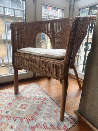Silla de Ratán con Cojín Beige