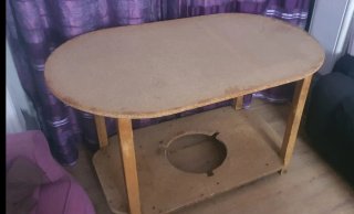 Mesa camilla ovalada de madera