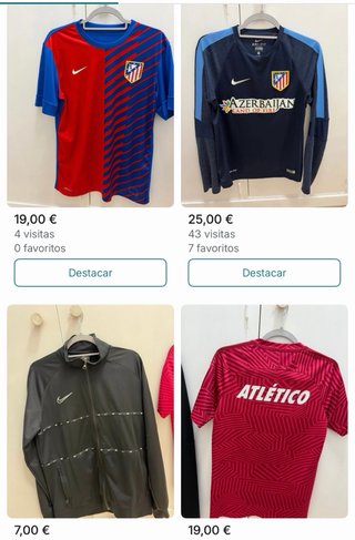 Ropa Deportiva nike y del Atletico de Madrid.