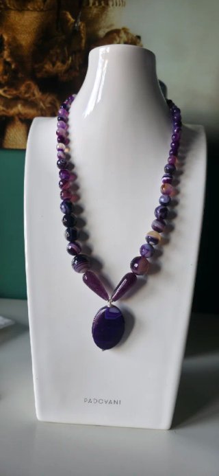 Maravilloso collar agata morada plata