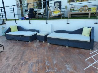 Set de 2 Camas de Exterior de Ratán
