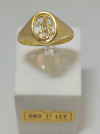 Anillo con Inicial B en Oro 18k