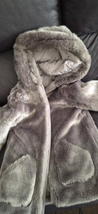 Chaqueta de Invierno Gris con Capucha