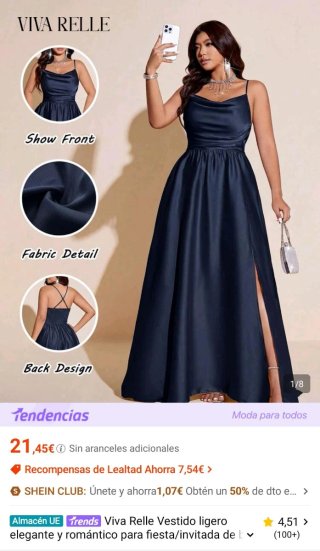 Vestido Largo Azul Oscuro SHEIN Curve XXL 48/50