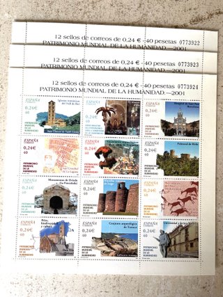 Lote 3 Hojas Bloque Sellos España 2001