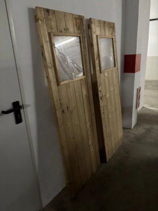 2 Puertas de Madera para Caseta de Exterior