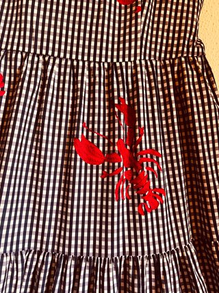 Vestido de Cuadros con Estampado de Langostas