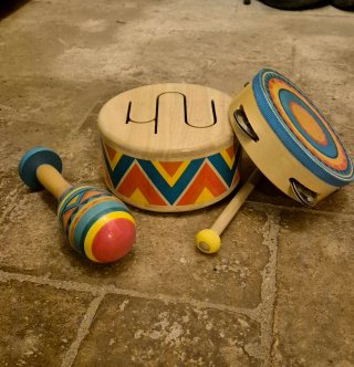 Set de 3 Instrumentos Musicales de Madera