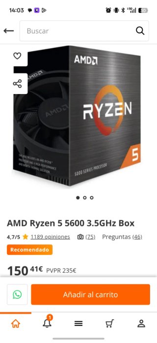 Procesador AMD Ryzen 5 5600 3.5GHz