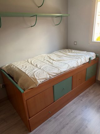 Cama Juvenil con Cajones y Estante.