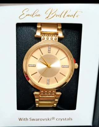 Reloj Emilia Brillante esfera Dorada Nuevo