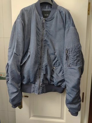Cazadora Bomber Bershka Azul Talla M