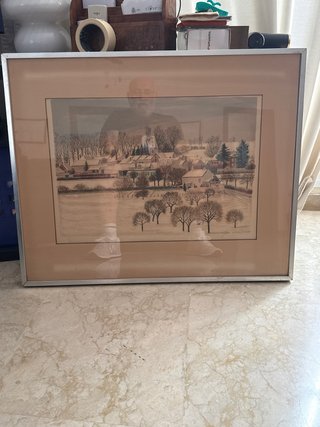 Cuadro Paisaje Invernal con Marco Metálico
