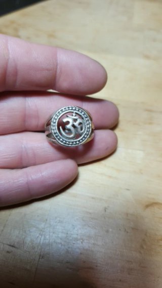 Anillo sello Om plata 925, símbolo hindú, budismo