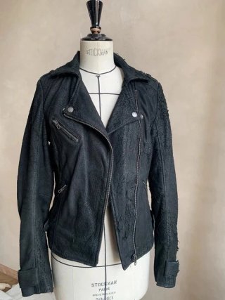Cazadora Piel Tigha 100% Cuero Ovino Biker (XS/S)