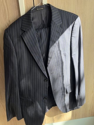 Traje de chaqueta arayas azul marino H&M slim fit