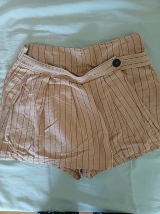 Falda Pantalón de Rayas Beige Bershka