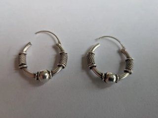 Pendientes de plata, de aro estilo Bali 2 cm