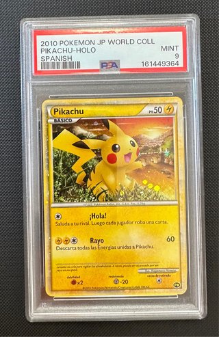 Carta Pokémon Pikachu WPC 2010 PSA 9 back japones