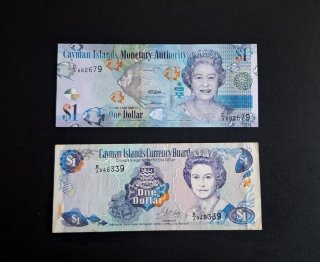 2 Billetes de las Islas Caimán