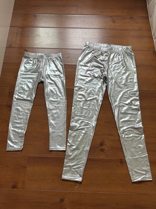 2 Pantalones Disfraz Plateados (Mujer y Niña)