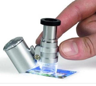 Microscopio de bolsillo luz LED y ultravioleta 60X