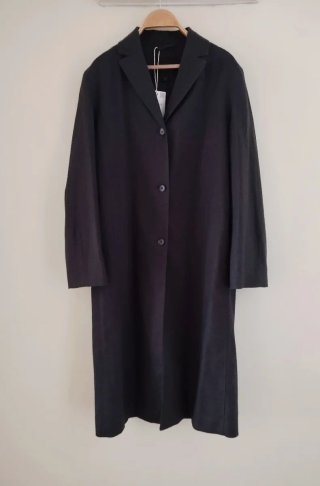 Abrigo de lino negro Zara