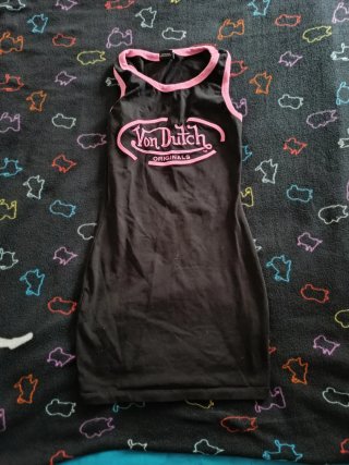 Mini vestido Von Dutch negro y rosa